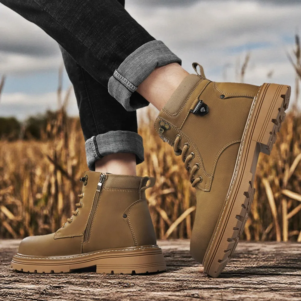 

Мужские ботинки большого размера 48, модные мотоциклетные ботильоны для мужчин, непромокаемые походные ботинки, зимние ботинки «Челси» в стиле ретро, удобные Botas Hombre