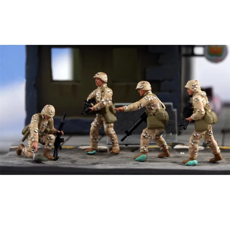 1:72 نموذج رسمت 4 قطعة البحرية الأمريكية 1st شعبة الجنود عمل الشكل DIY المشهد ملحق الألغام التخليص مجموعة فريق القتال #5