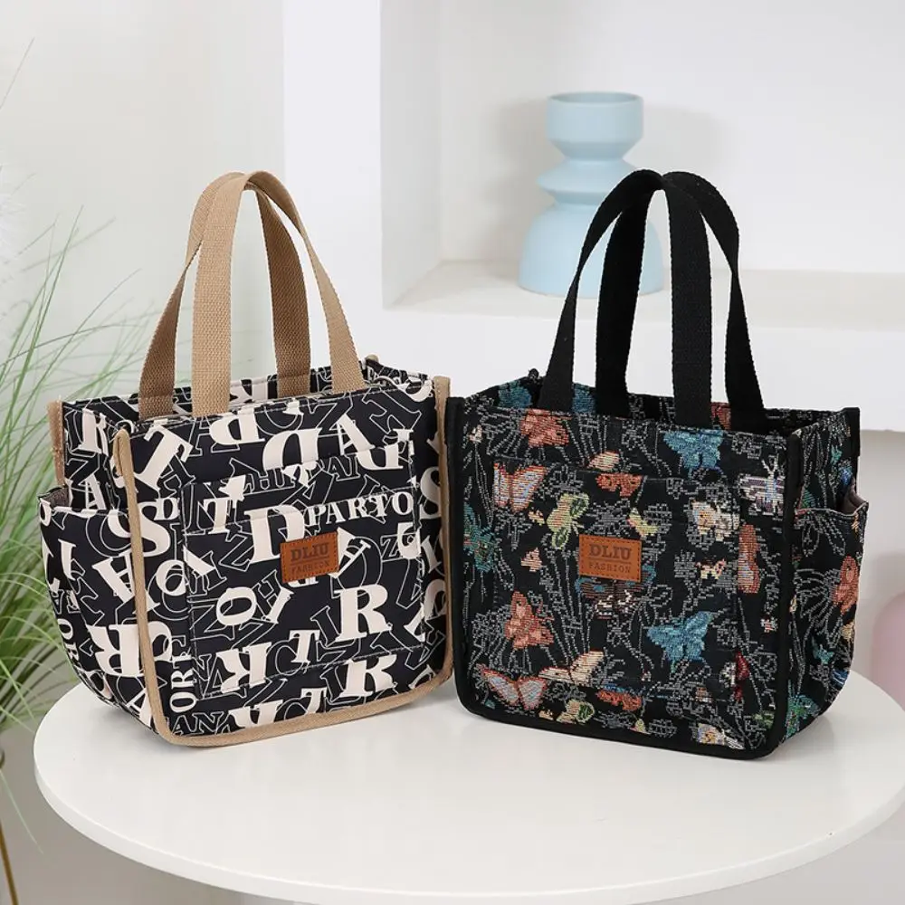 2024 Handbag Floral Print Lunch Bag Large Capacity Thermal Shoulder Bag Lunch Bag Women