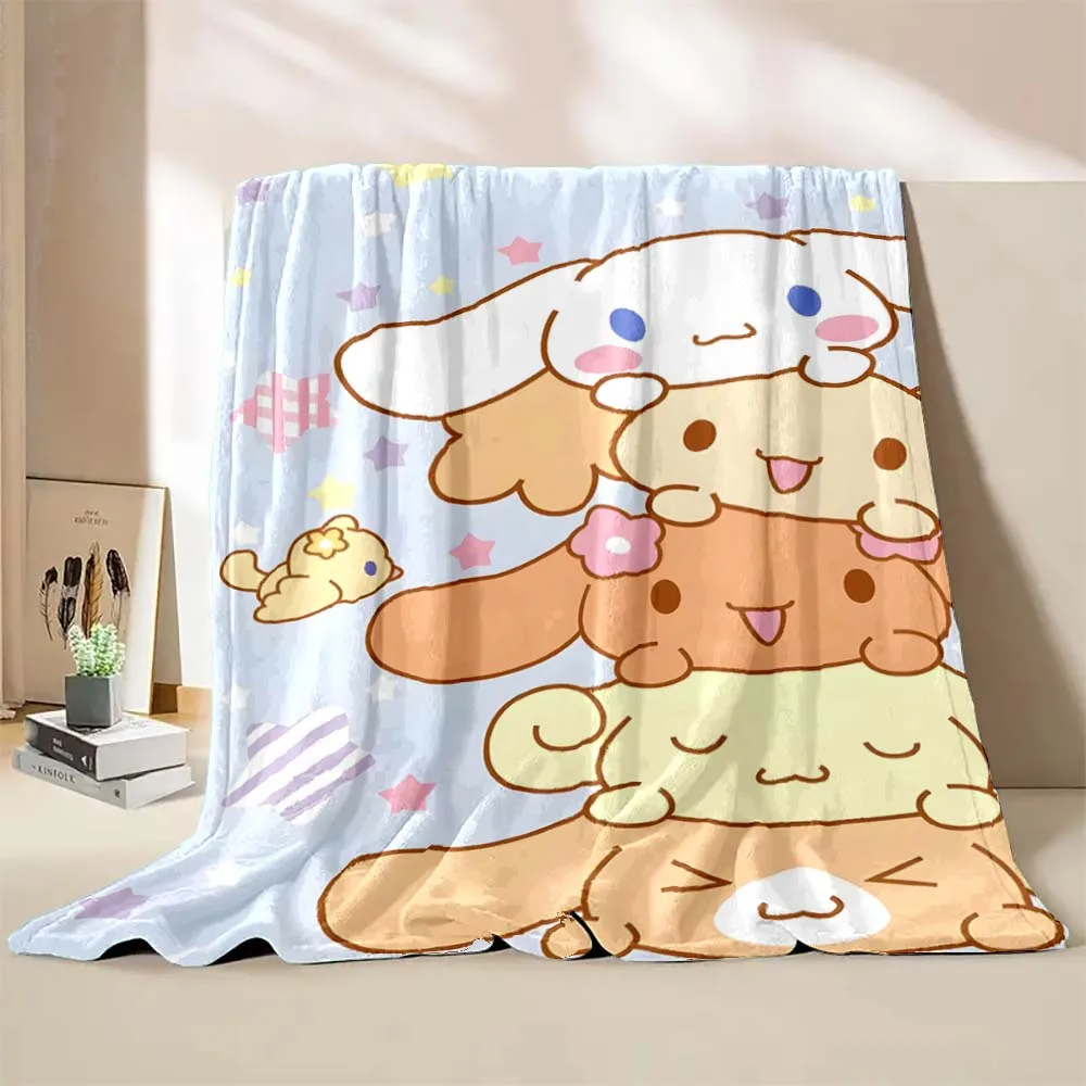 Japanese Sanrio Hello Kitty Blanket Cinnamoroll Cartoon Print Flannel Office Soft Fluffy Shawl Blanket Plush Nap Cover Girl Gift