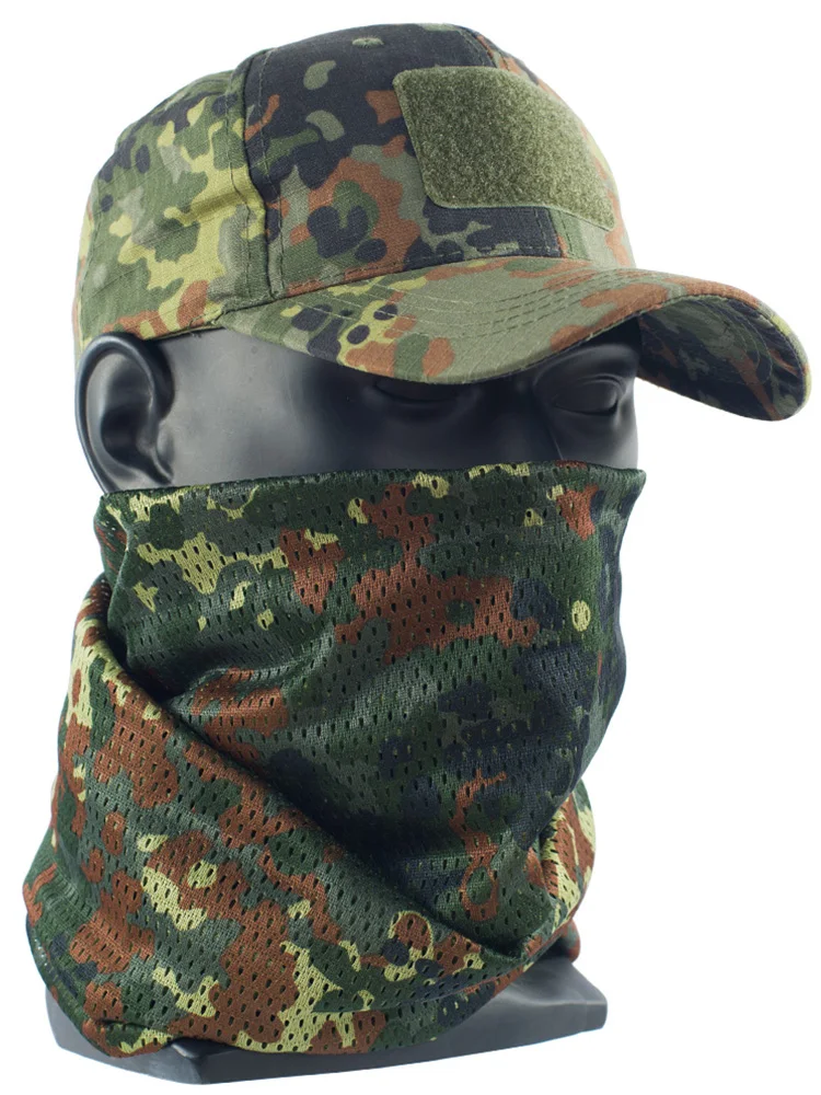 German mottled camouflage gauze tactical scarf outdoor sunscreen riding mask fisherman hat baseball cap camouflage net scarf