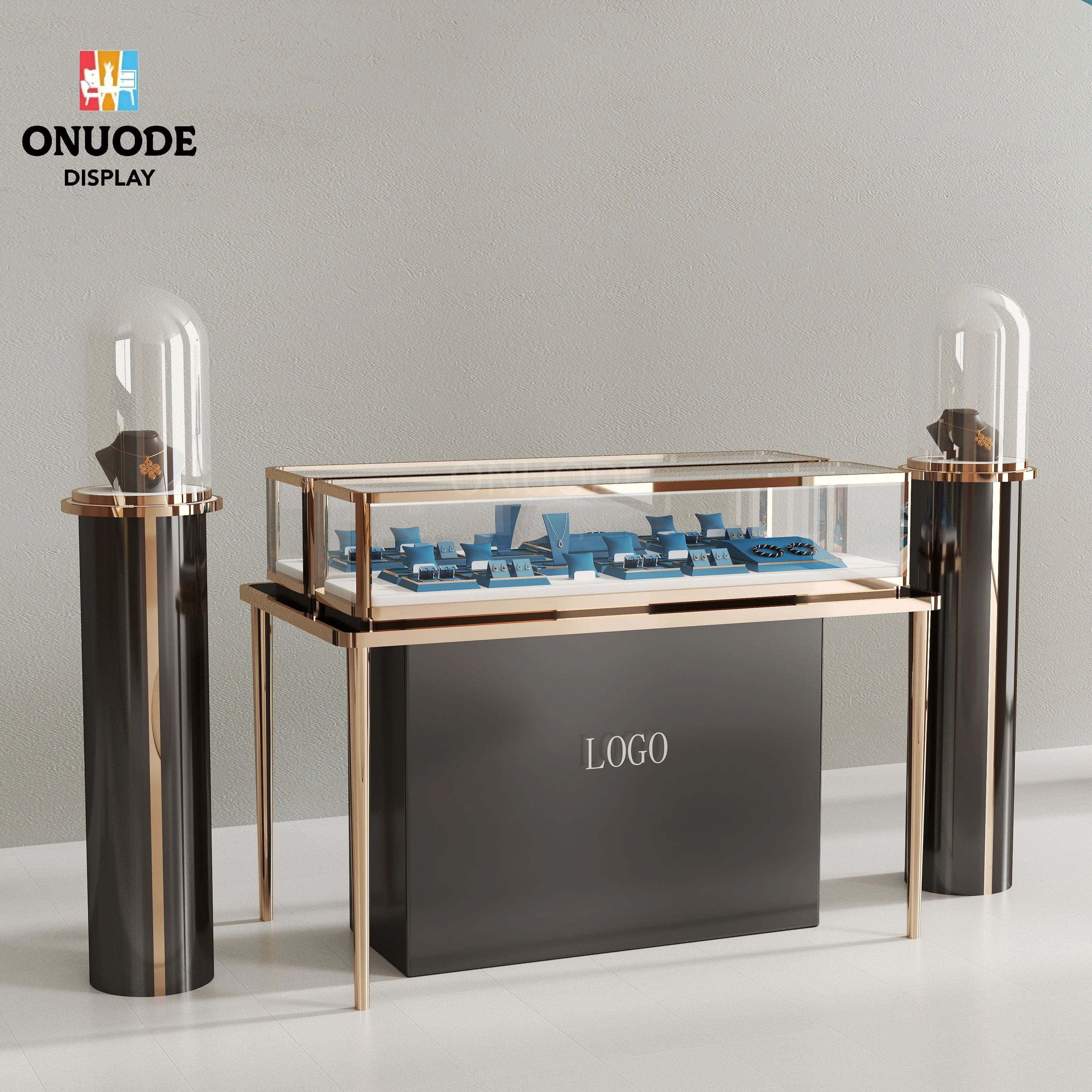 ชุดเฟอร์นิเจอร์ร้านขายเครื่องประดับหรูหราแบบกำหนดเอง และตู้โชว์พร้อมไฟ LED สำหรับร้านค้าปลีกและตู้โชว์ขนสัตว์