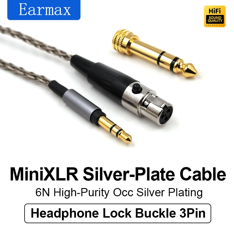 Mini XLR 3Pin For AKG Q701 K272 K275 K371 K701 K181DJ DT1700Pro H118 H128 Earphone Replaceable 3.5mm Silver Plated Cable