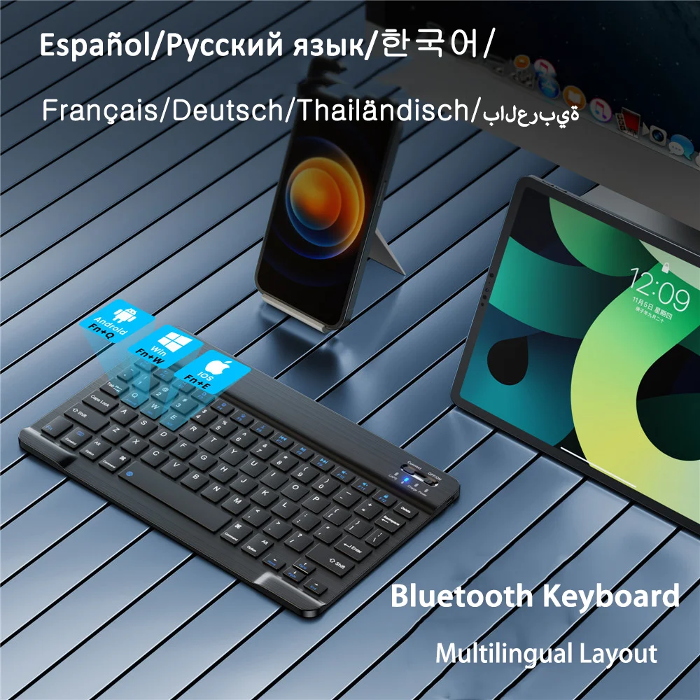 

Mini Bluetooth Wireless Keyboard Rechargeable EN Russian Spainish French Arabic Thai German Korean Keyboard For iPad Tablet PC