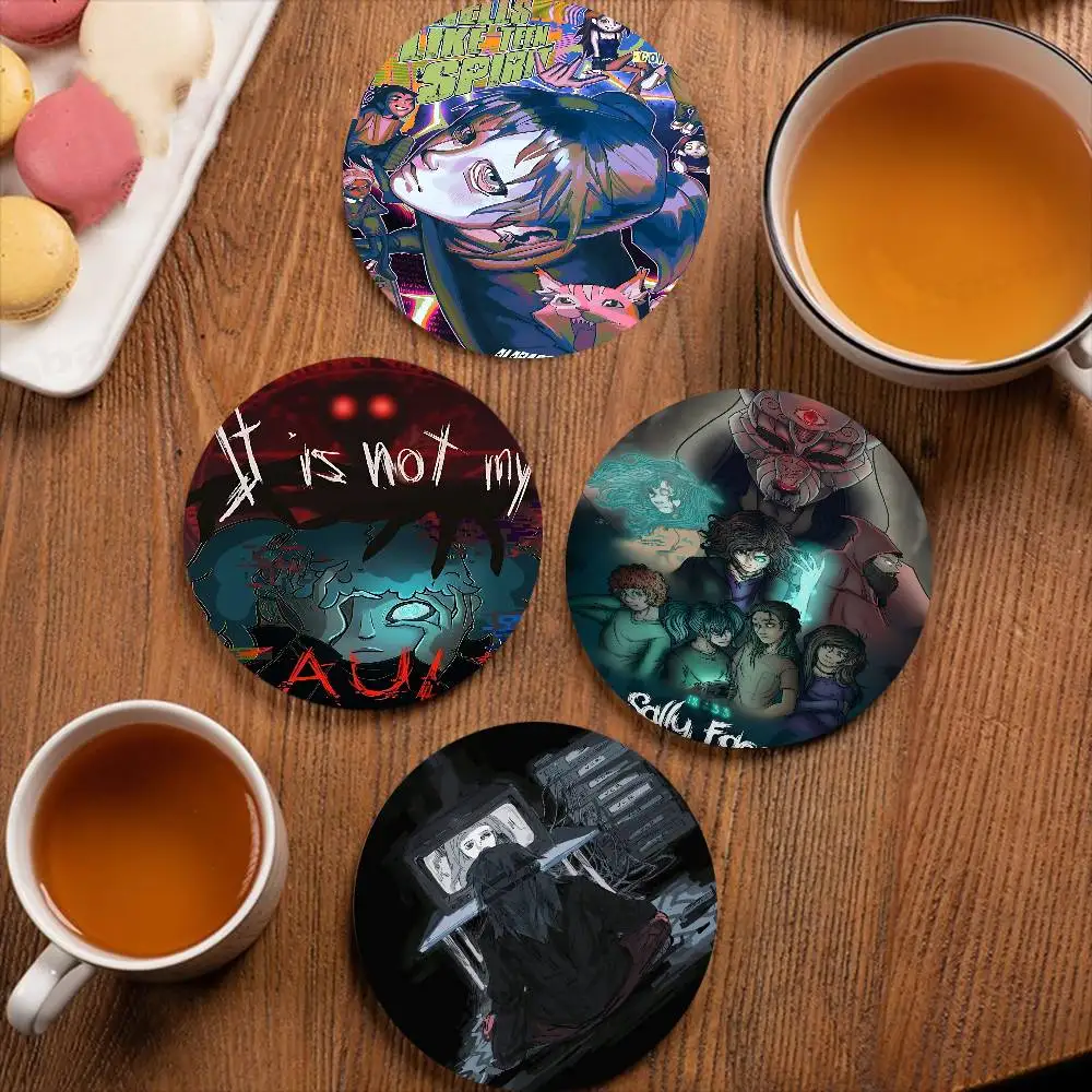 Horror Game S-Sally Face Natural Wood Coaster Creative Cartoon Absorbent Cushion Coffee Mug Bowl Cushion Insulation Cushion
