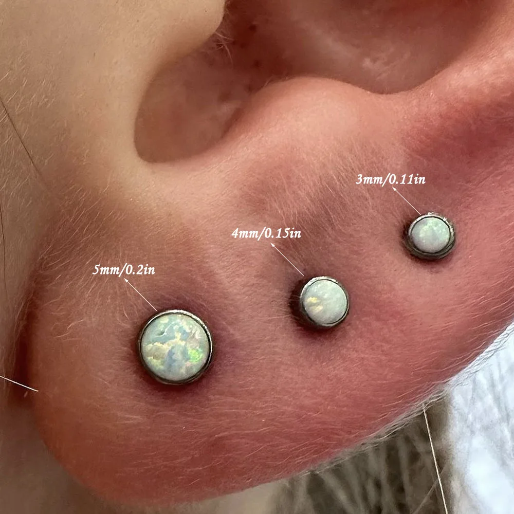 1/3 szt. Opal okrągły kolczyk na wargę wewnętrznie gwintowane stal chirurgiczna Labret Monroe pierścień do ust Tragus Helix kolczyki 16G Piercing