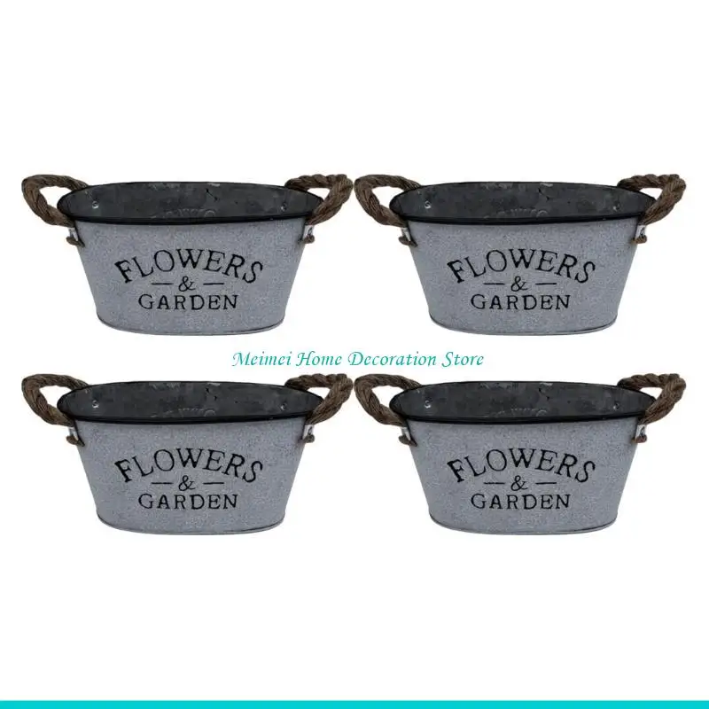 

H7BF Набор из 4 декоративных металлических ведер для цветов для украшения дома или улицы