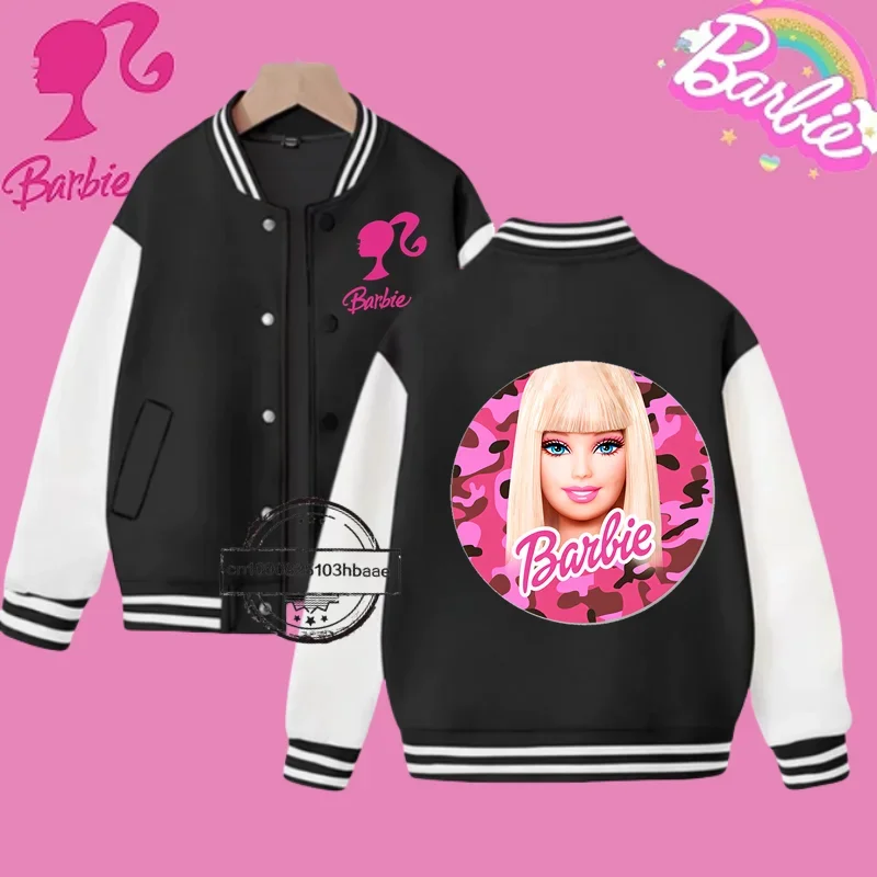 2024 Disney Princess Kids Spring Jacket Barbie Baseball Uniform Cartoon Print Kawaii casual coat dla chłopców i dziewczynek w wieku 2-14 lat