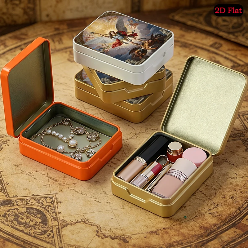 Angel Warrior Theme Pocket Storage Flip Top Tin Box, UV Printed Portable Personalized Photo Tinplate Box, Durable Metal Tin Box