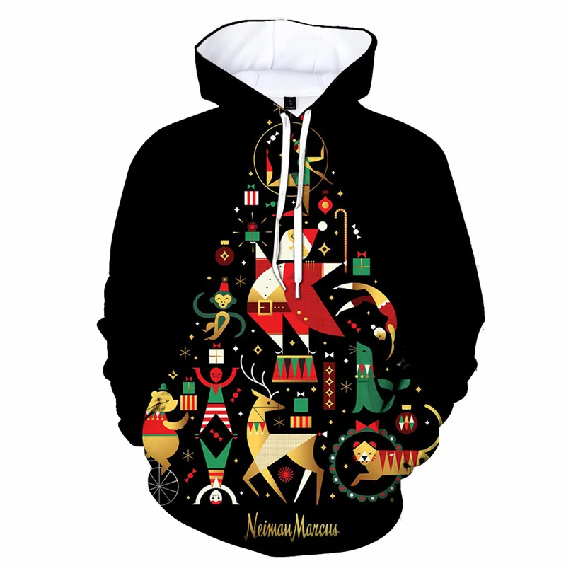 Christmas Tree Pattern Hoodie For Men Santa Claus 3D Print Long Sleeve Autumn Casual Pullover Kids Tops Hoodies Loose Sweatshirt