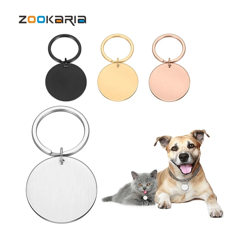 

Wholesale 10Pcs Round Dog ID Tags Metal Tags Stainless Steel Decoration for Puppies Cat Anti-Lost Plate Dropshipping