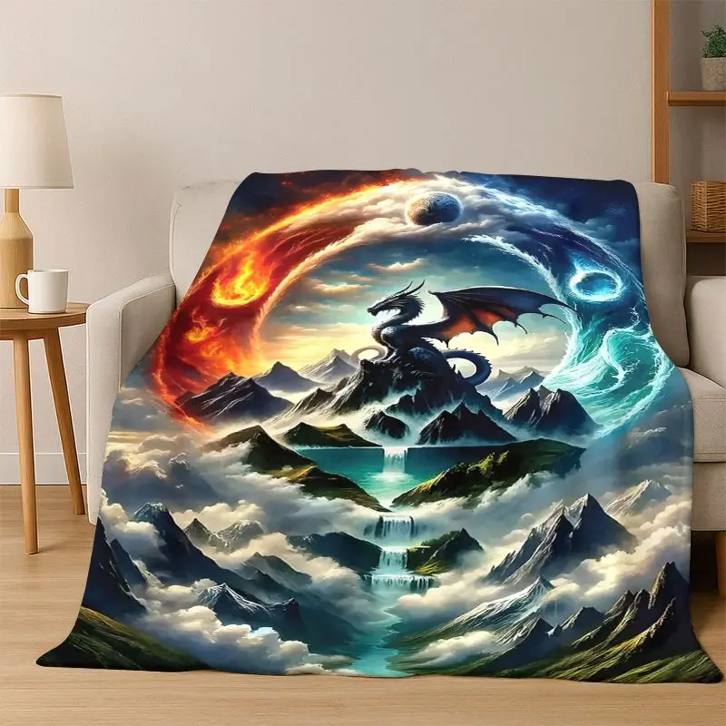 Yin Yang Symbol Chinese Tai Chi Flannel Blanket Soft Warm Throw Blanket for Bedroom Living Room Bed Travel Camping Picnic Gift