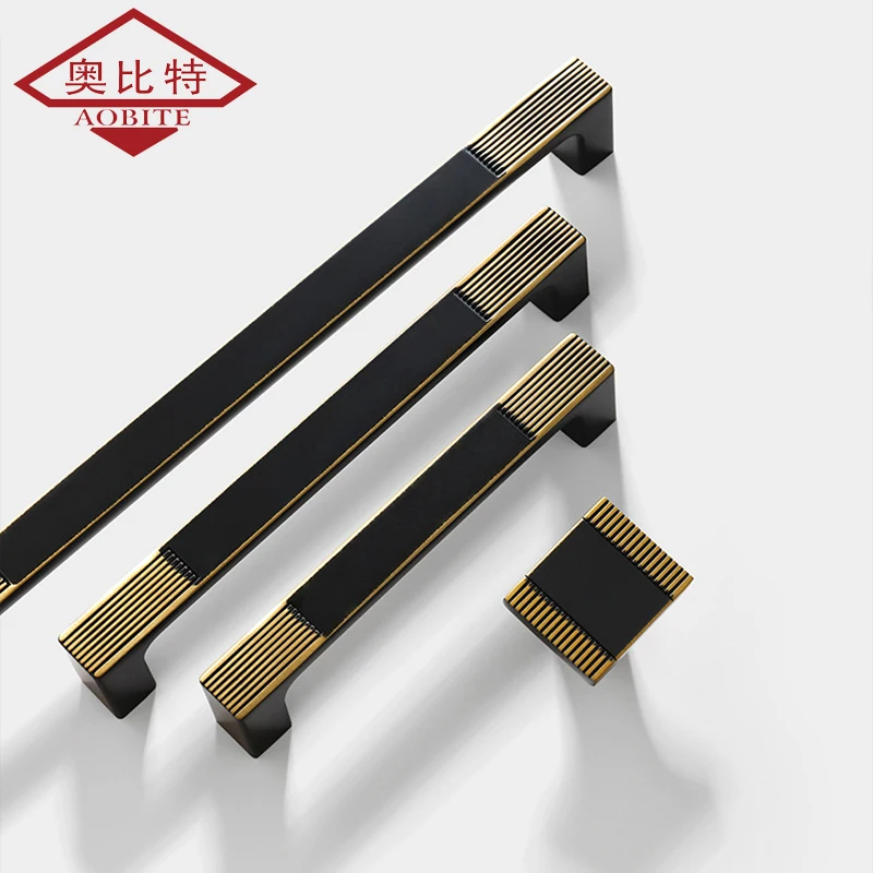 AOBT Chinese Furniture Handles Modern Cupboard Dressers Brass Gold Cabinet Door Handles Closet Drawer Knobs Kitchen Hardware