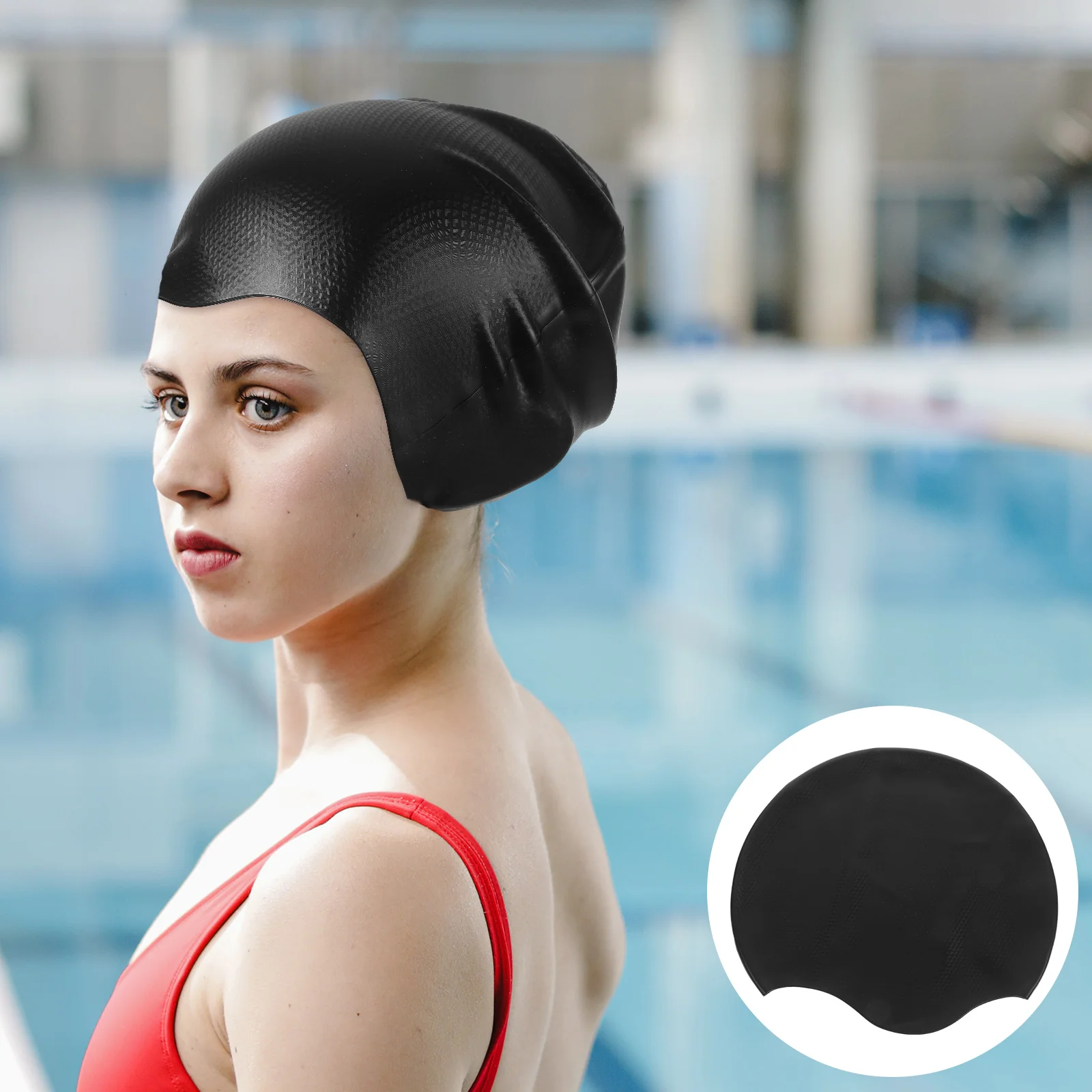 

Silicone Swim Hat for Women Men Adult Waterproof Anti Cap Zipper Bag Hair Swimmer Fits Most Comfortable