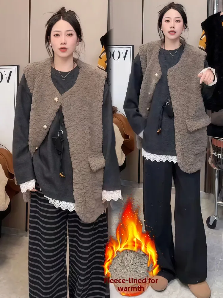 Warm Fce Gevoerd Vest Bovenkleding Pendelen Sle Damesjas Grote Maat Kleine Fraance Sle Koreaanse Versie Herfst Winter Fas...