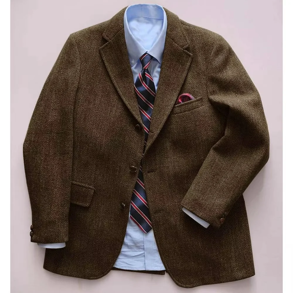 

Мужское пальто, однобортный повседневный пиджак с узором «елочка», тонкая и удобная верхняя одежда с воротником, куртки для мужчин, костюм, пиджаки, мужское пальто