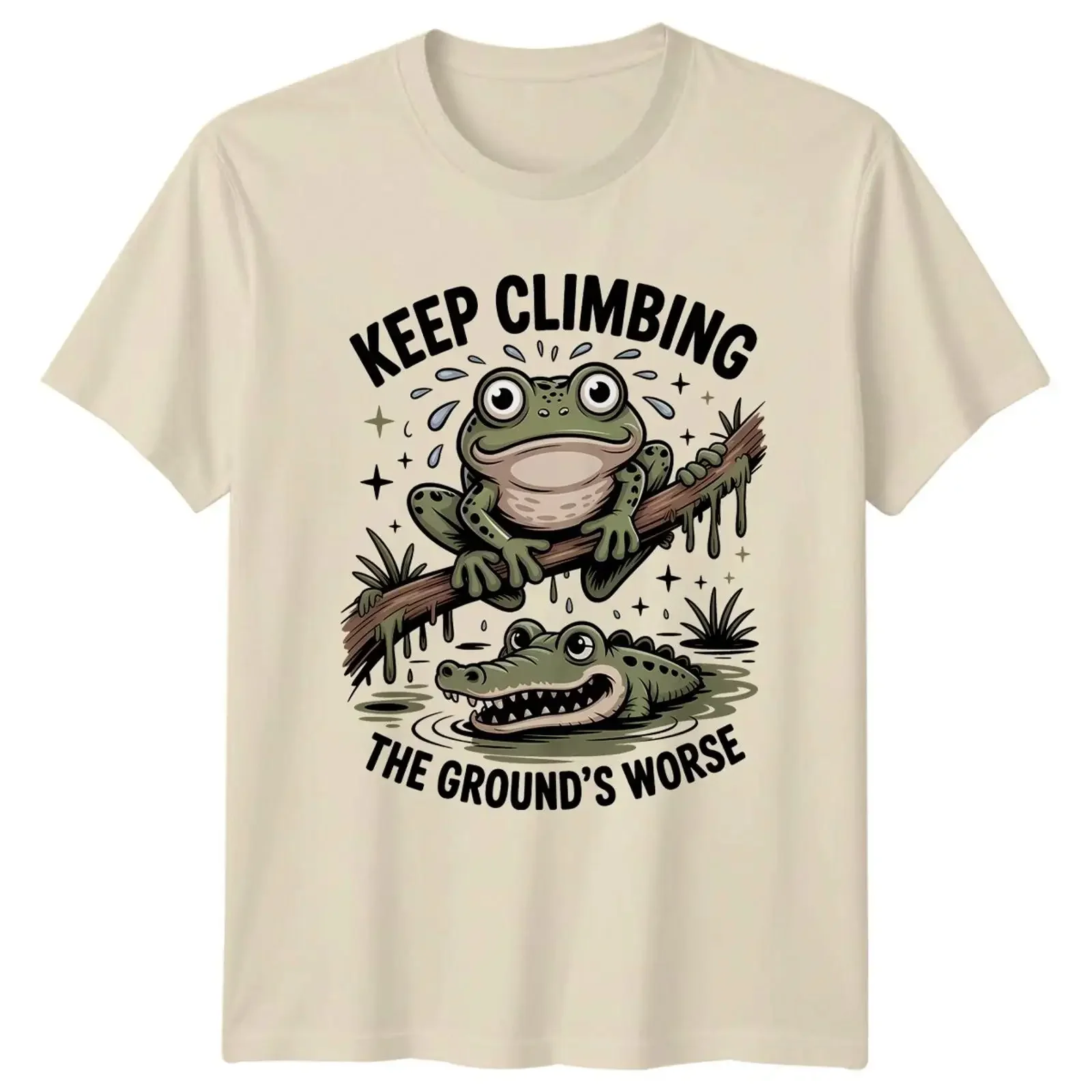 Keep Climbing The Grounds Worse T Shirt Frosch Krokodil Tier Humor lustig Geschenk vintage Washed Stylish Casual