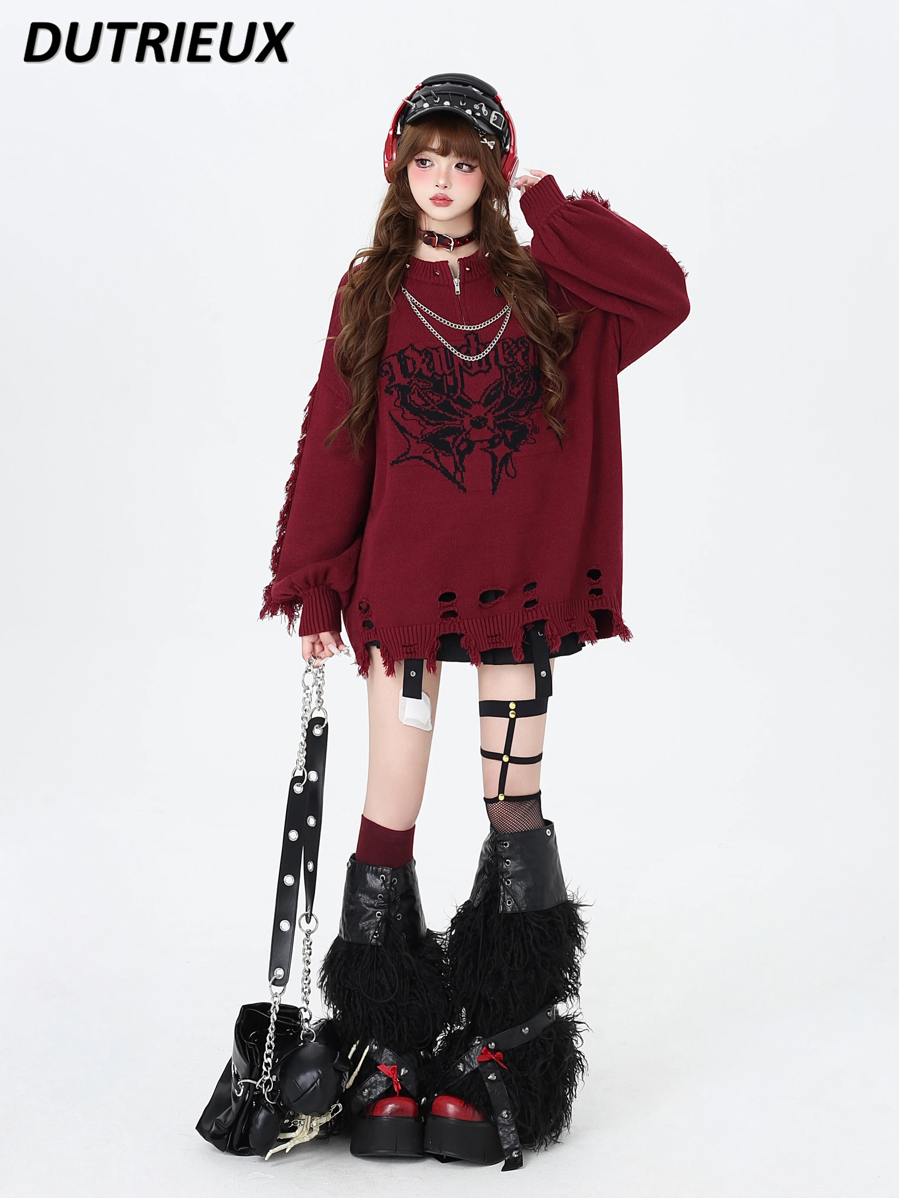 Fashion Butterfly Original Subculture Gothic Knitted Sweater Casual Loose Women's Tops Autumn Winter Pullover Sweaters Female