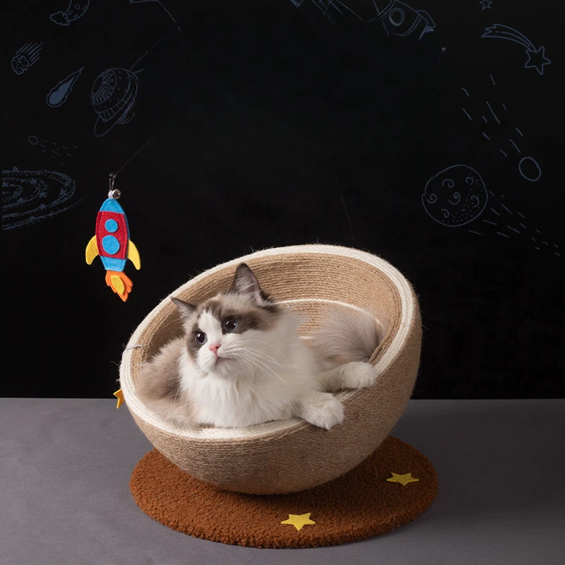 Sisal Fun Cat Scratching Bowl Creative Planet Cat Bed Solid Rocket Scratching Stick Non-Shedding Play and Sleep Cat cratcher