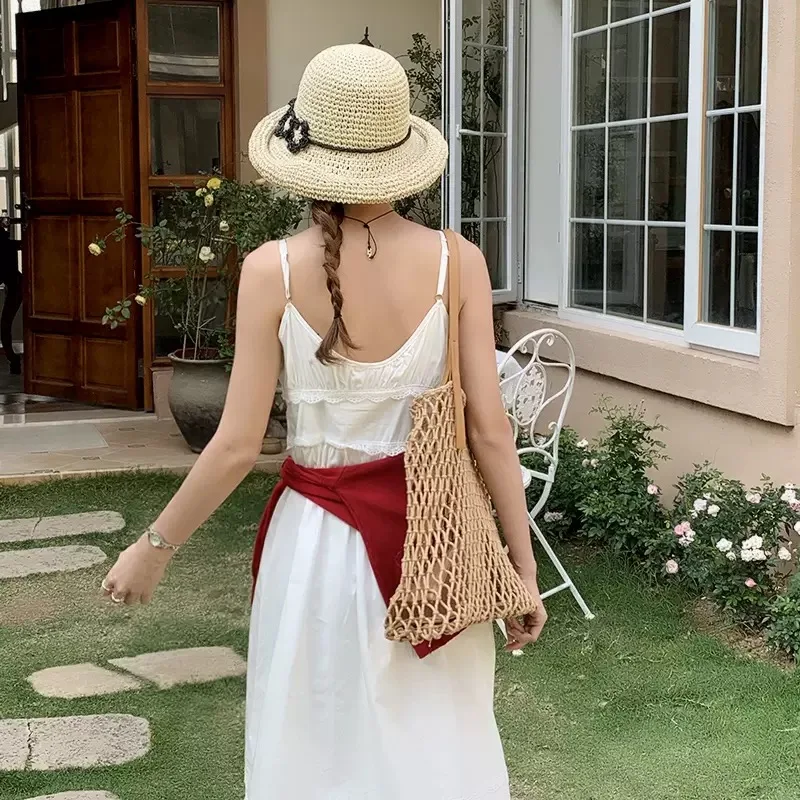 قبعة قش قابلة للطي قابلة للطي على شكل زهرة جديدة لعام 2025 على الطراز الكوري للسيدات، متعددة الاستخدامات، مظلة صغيرة جديدة قابلة للتنفس