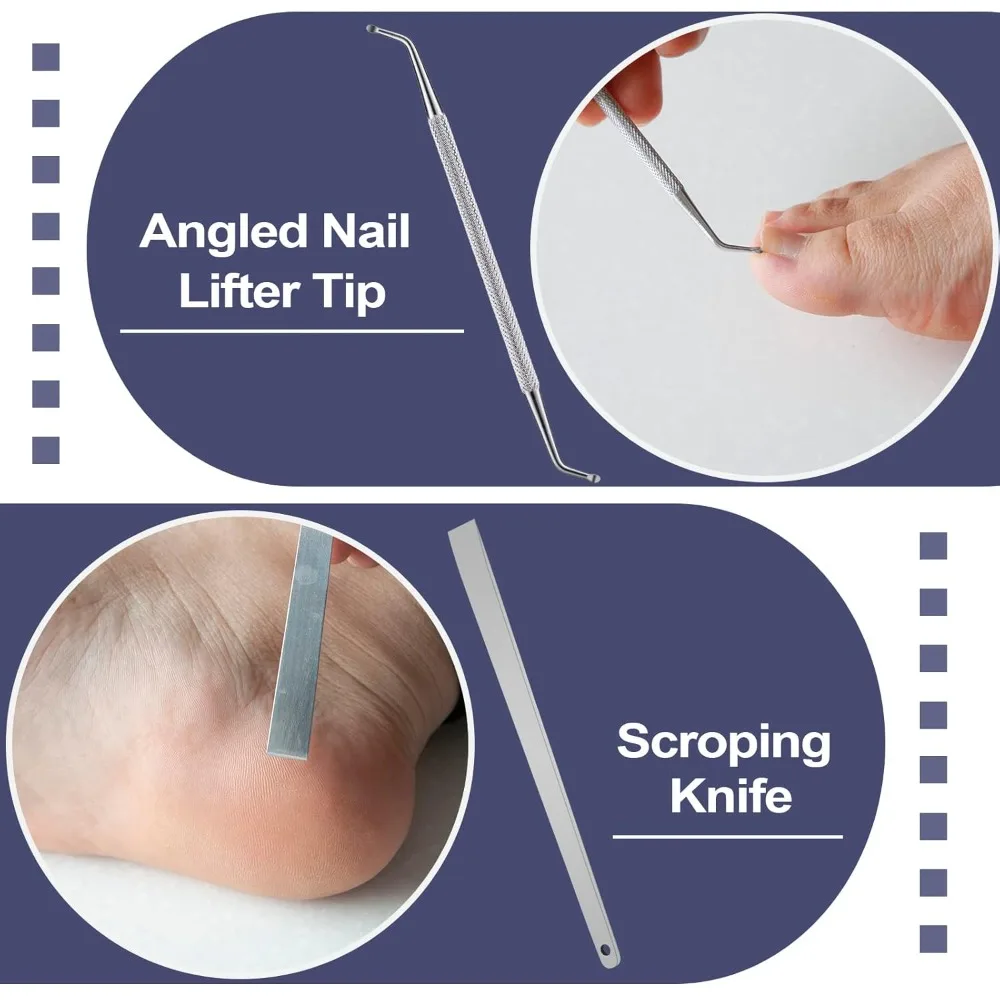 7-częściowy zestaw narzędzi do pedicure ze stali nierdzewnej do wrastających paznokci, leczenia paznokci, łagodzenia bólu, usuwania martwego naskórka i odcisków, manicure i pielęgnacji stóp.