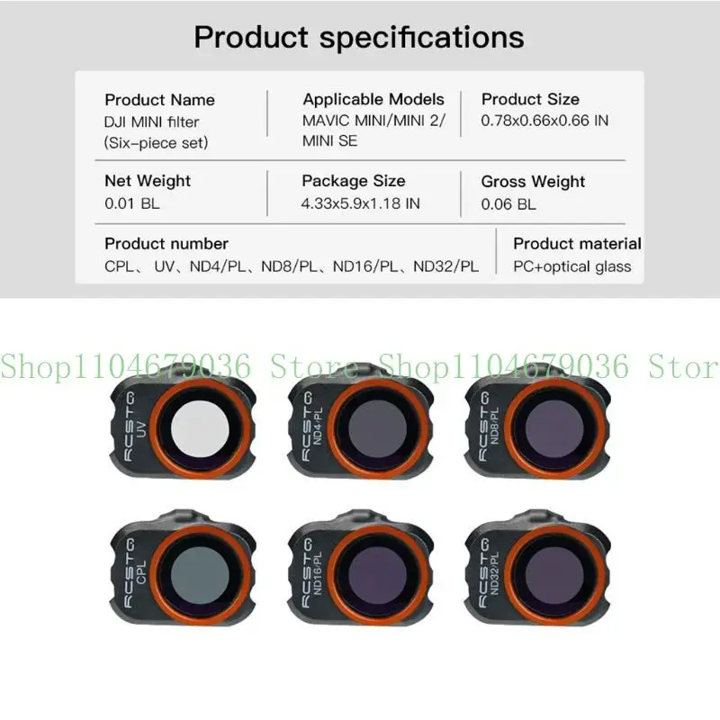 652F Camera Lens Filter Set for DJI-Mavic MINI 1 2 ND CPL 4/8/16/32 NDPL UV