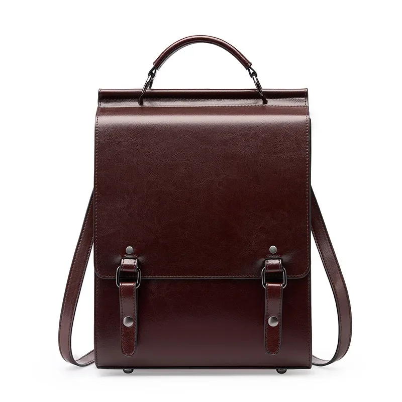 Vintage Leather Backpacks for Women Split Cow Leather Feminina Backpack Classic School Bags for Girls