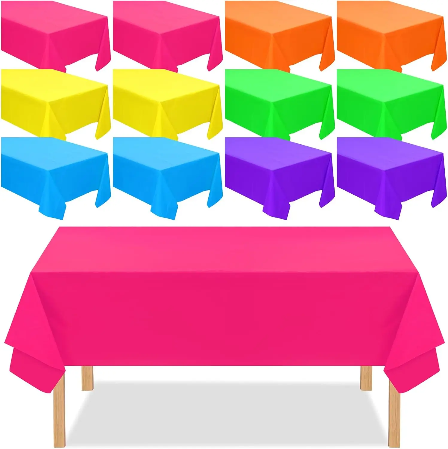 

Набор из 12 одноразовых прямоугольных пластиковых скатертей неоновых цветов, разноцветные, для вечеринок, в тропическом стиле, для дня рождения