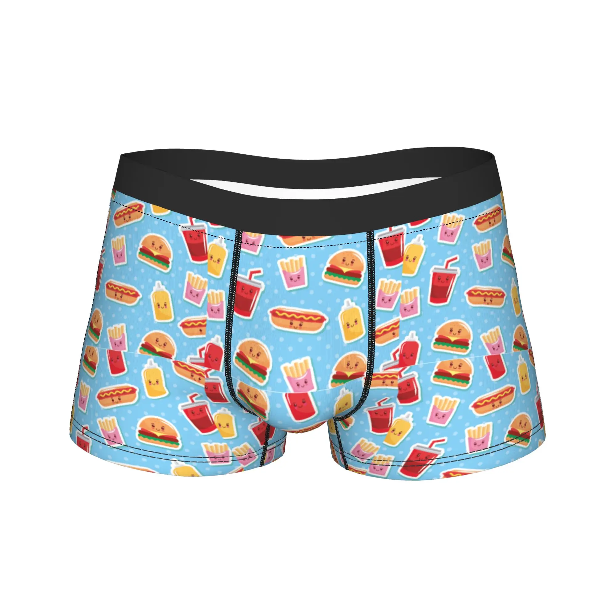 Fast Food Shorts Briefs  Underwear Hot Sale Men Comfortable Boxershorts Custom DIY Oversize Underpants