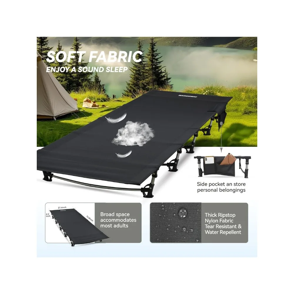 Ultralight Folding Tent Camping Cot Bed, Portable Compact for Outdoor Travel, Base Camp, Hiking, Mountaineering