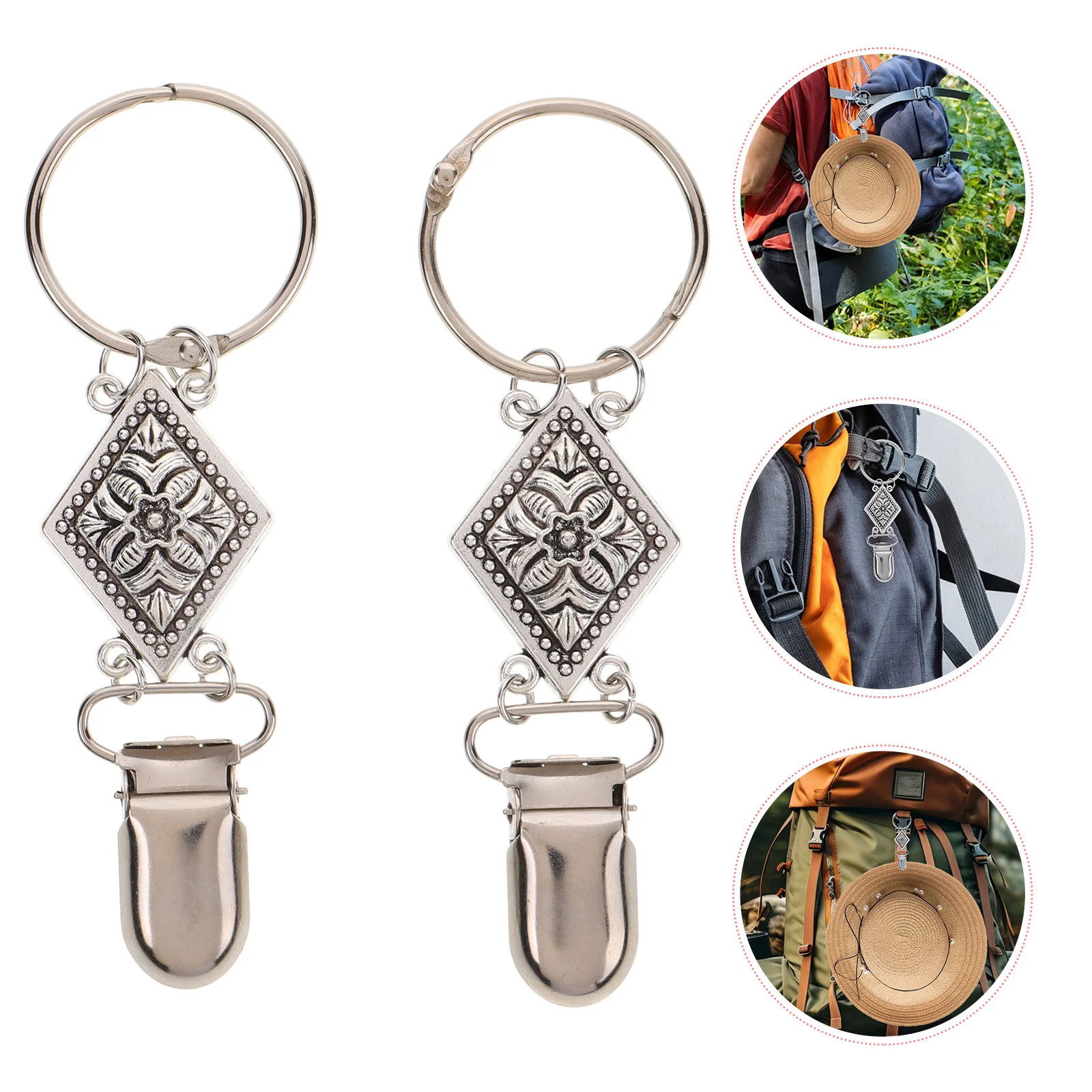 

2pcs Travel Alloy Cap Retainer Lightweight Handbag Hat Holder Outdoor Hiking Accessories Luggage Cap Clip Travel Mitten