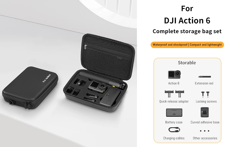 Für DJI Osmo Action 6 Tragetasche, Wasserdichte Tragbare Reisetasche Kompatibel mit Osmo Action 6/5 Pro/4/3 Adventure Combo – Detail 1