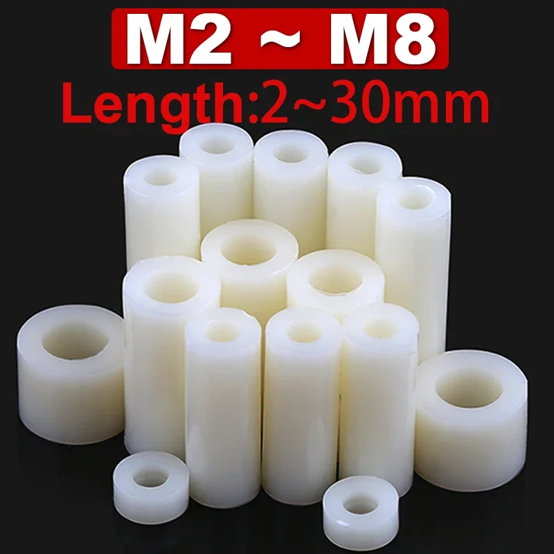 M3 M4 M5M6M8 Insulation ABS Isolation Column Plastic Cushion Through Column PC Board Elevate Gasket Ring Round Hole Column Nylon