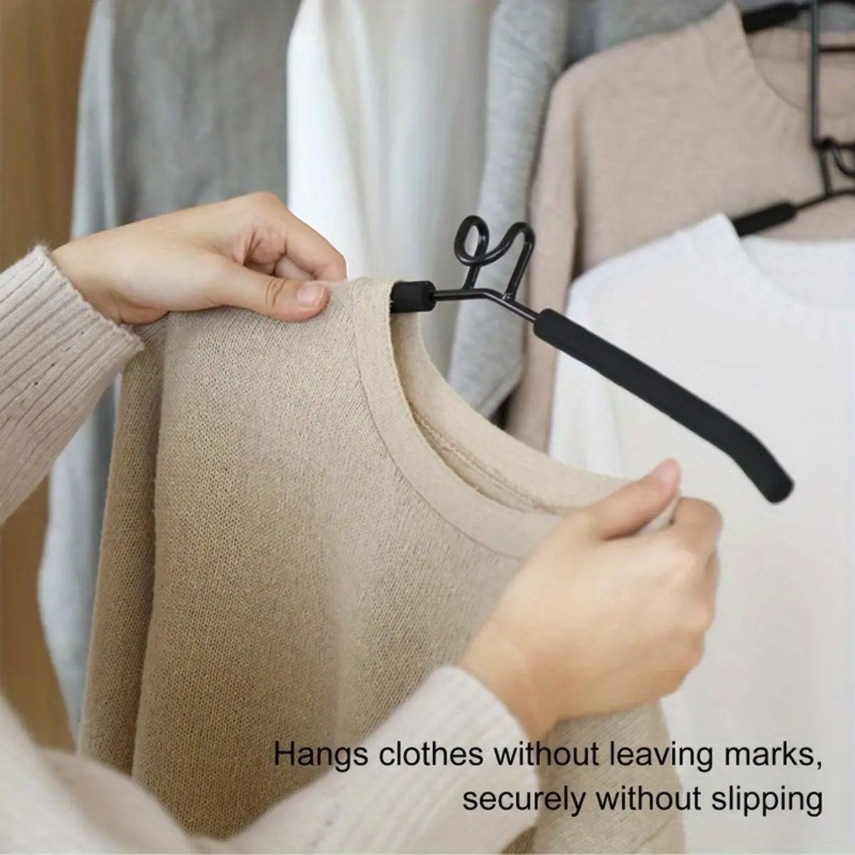 Heavy Duty Space-Saving Metal Hangers with Non-Slip Foam Pads - Multi-Layer Design for Coats, Sweaters,and T-Shirts
