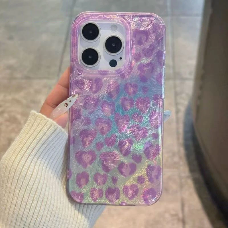INS Фиолетовый размытый чехол для телефона с леопардовым принтом для iPhone 17 Pro Max Чехлы для iPhone 16 15 14 13 12 11 XS X XR 7 8 Plus 16E Air Cover