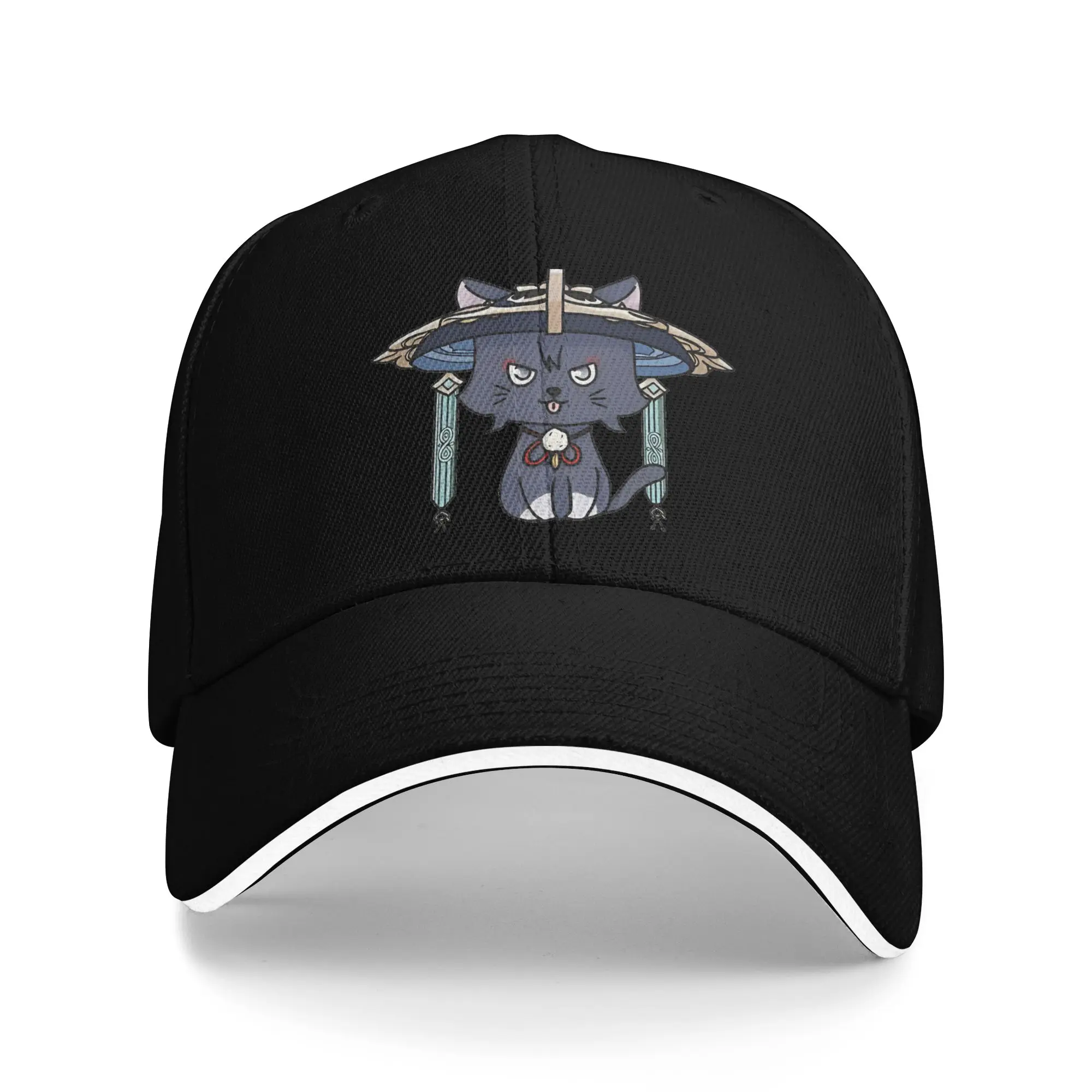 Wanderer cat Scaramouche Baseball Caps Casual Genshin Impact Sandwich Caps for Men Women Polyester Sun Hat Travel Gift