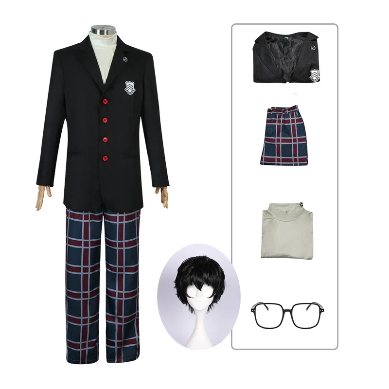 Amemiya Ren Cosplay Persona 5 Cosplay Joker Suit Game Men Black Outfit Uniform Suit Halloween Carnival Animal Cosplay Suits