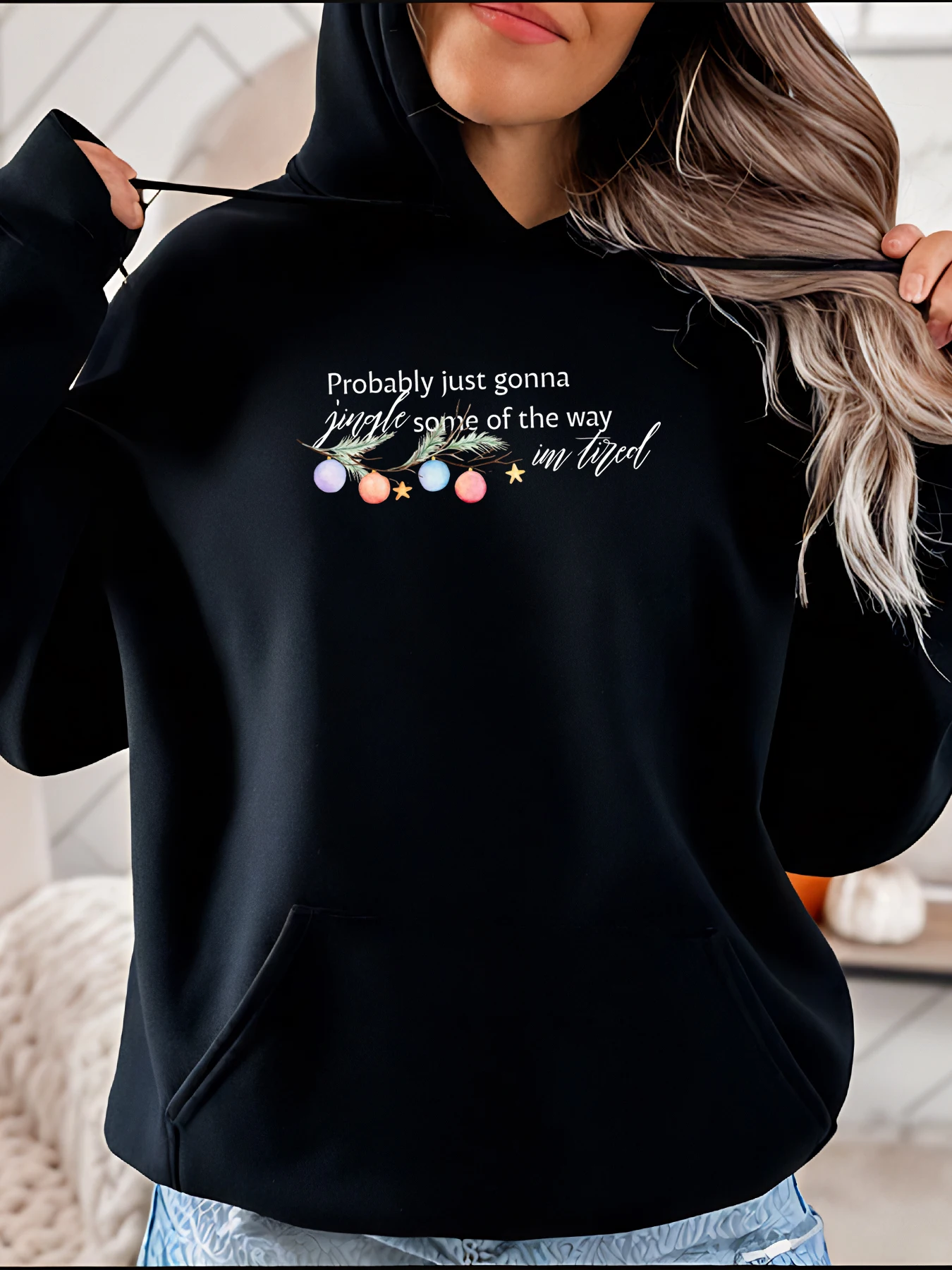 

Толстовка с цветочным принтом и цитатой в повседневном стиле с красочными ягодами и листьями для женской повседневной носки