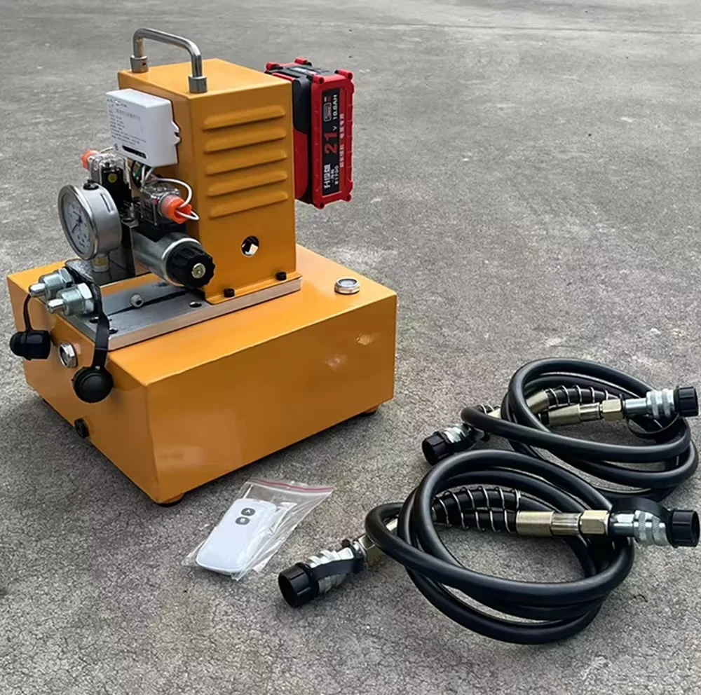 dual circuit 10L hydraulic charging pump, fast lithium battery oil pump, high flow electric hydraulic pump station