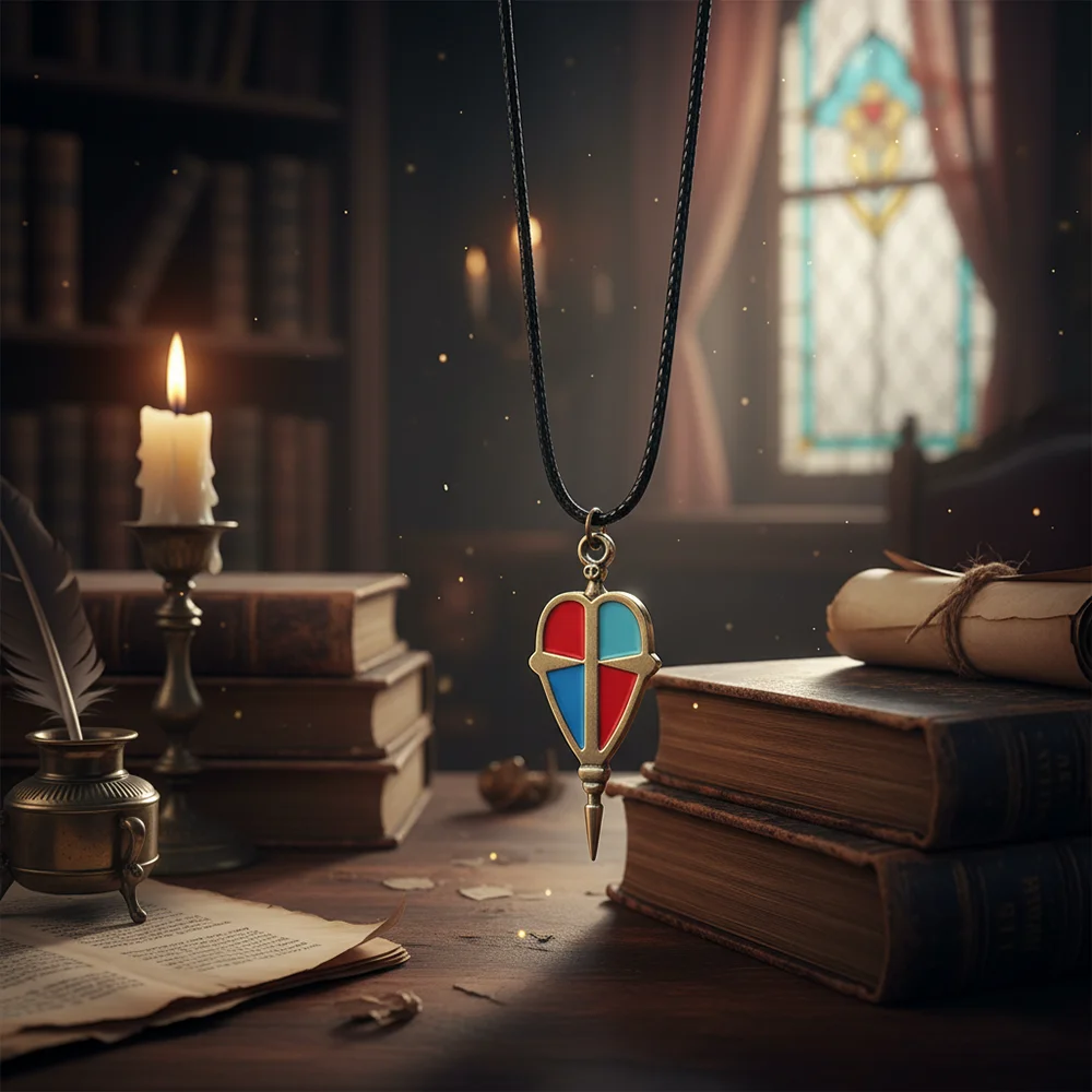 Anime Ao No Exorcist collar con colgante azul accesorio de Cosplay Maxi joyería de cuero pieza llamativa