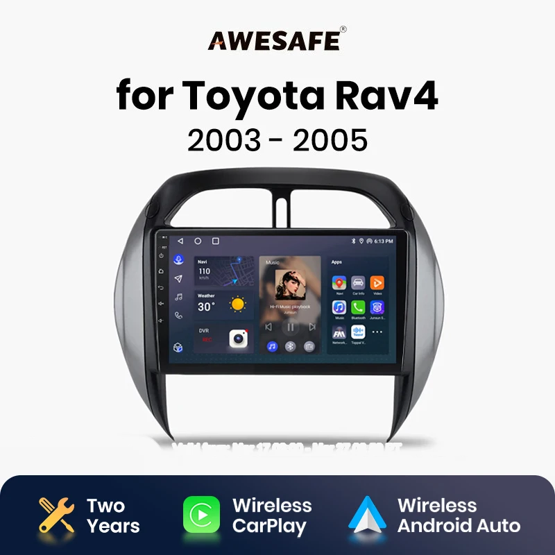 AWESAFE Car Radio for TOYOTA RAV4 2003 2004 2005 Wireless CarPlay Android Auto car intelligent systems RDS DSP 2 din