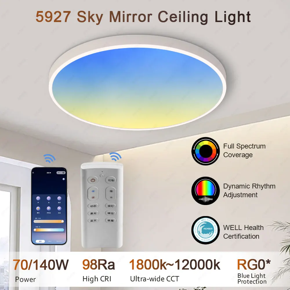 Round Ultra Thin Ceiling Lamp Modern Eye-Protection Living Room Bedroom Nordic Modern Led Ceiling Light Sky Mirror Ceiling Light