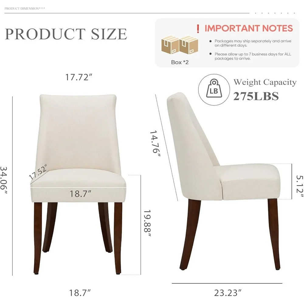 

Upholstered Dining Chairs Set of 4 Modern Kitchen Chairs with Back Ergonomic Fabric Side Chairs Dining Room Farmhouse Restaurant