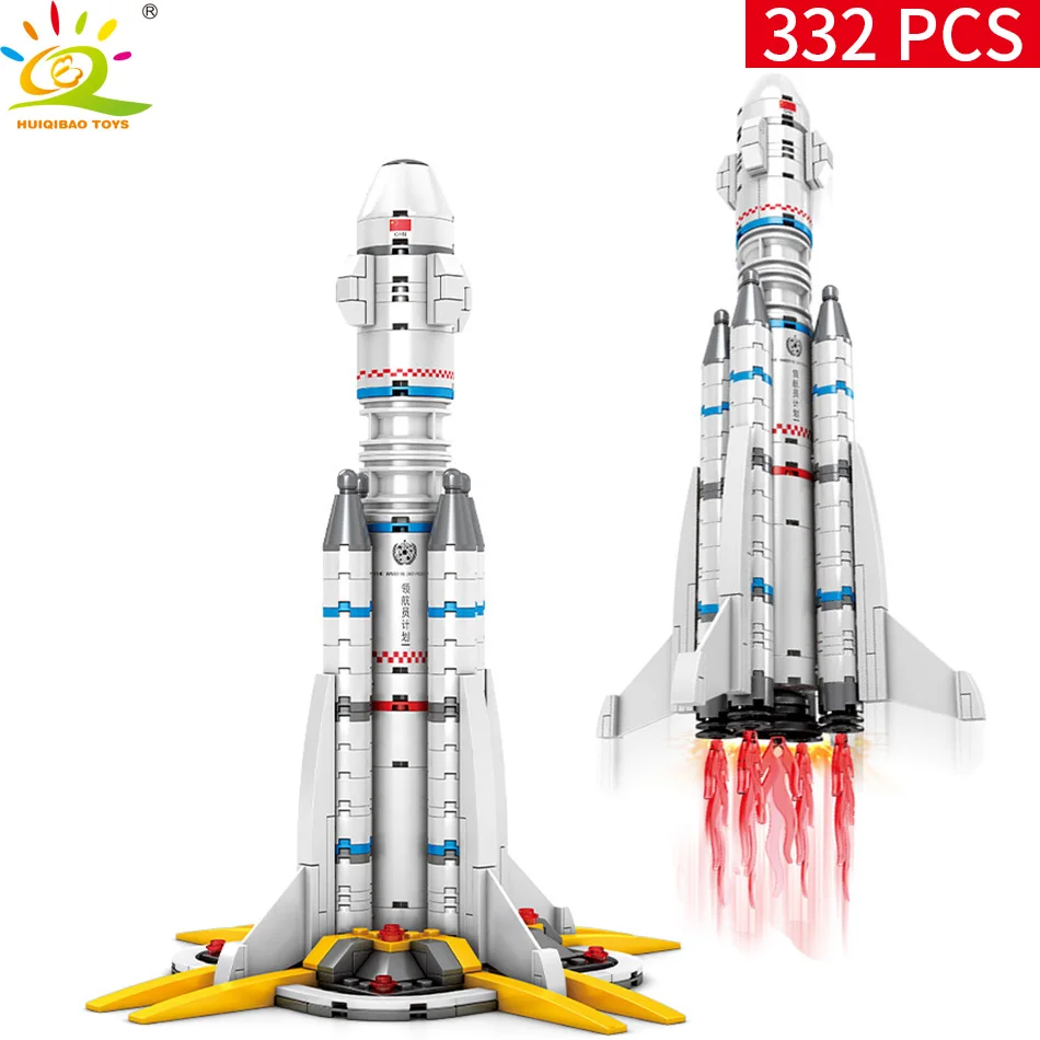 HUIQIBAO 332pcs Wandering Earth Launch Shuttle Rocket Building Blocks City Space Astronaut Construction Bricks Toy For Children