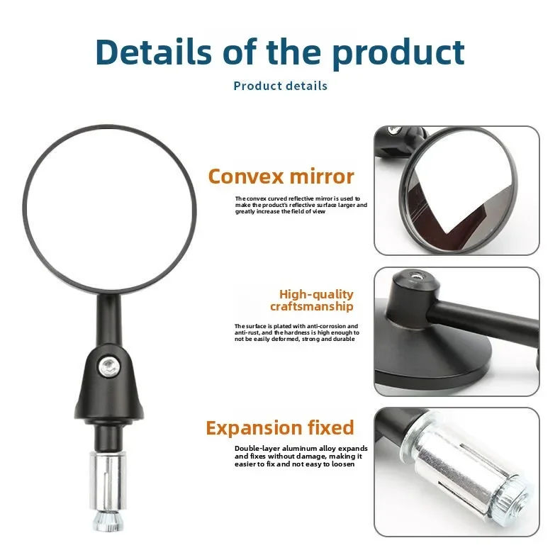 

Retro Folding Aluminum Alloy Small Round Mirror Universal for Motorcycle Electric Vehicle Rearview Reflector