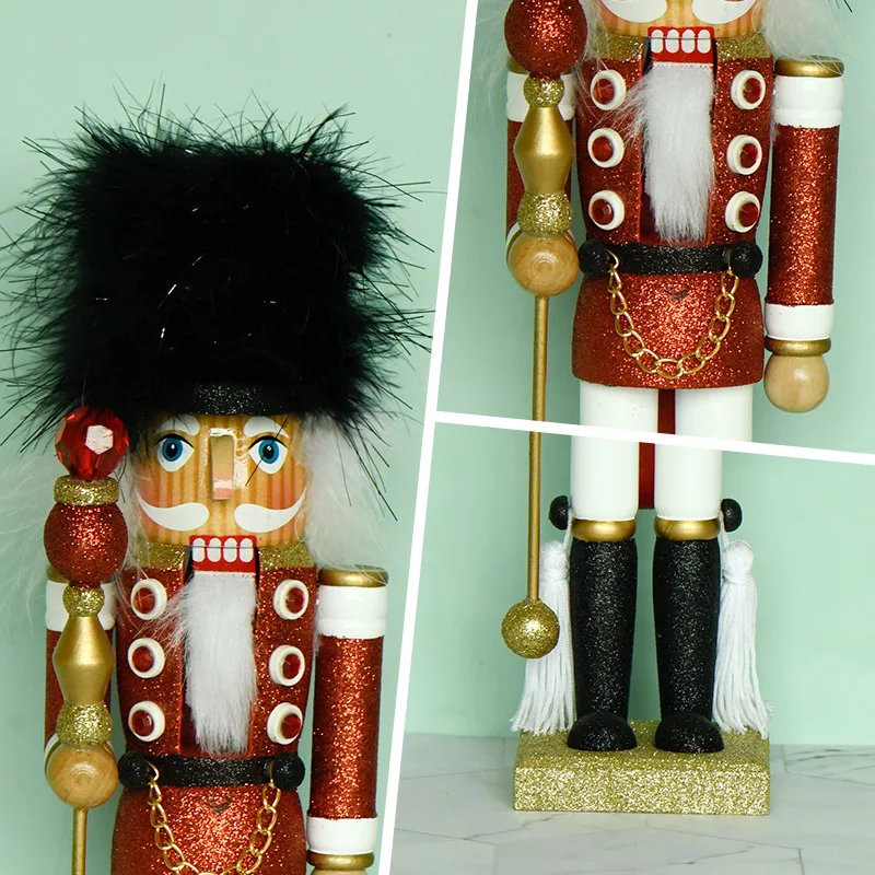 

Christmas Toy 35cm Nutcracker Ornament Centerpieces Bookshelf Tabletop King Xmas Figure Table Walnut Holiday Statue Wooden Ht228