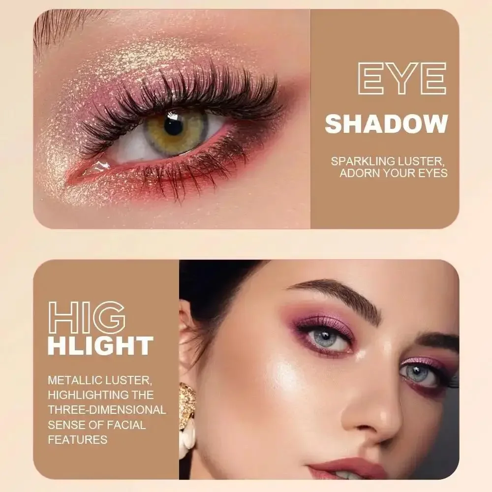 메탈릭 블루 그린 글리터 아이섀도우 펜슬 방수 듀얼 엔디드 펄 화이트 하이라이터 피그먼트 스머지 프루프 간단한 사용