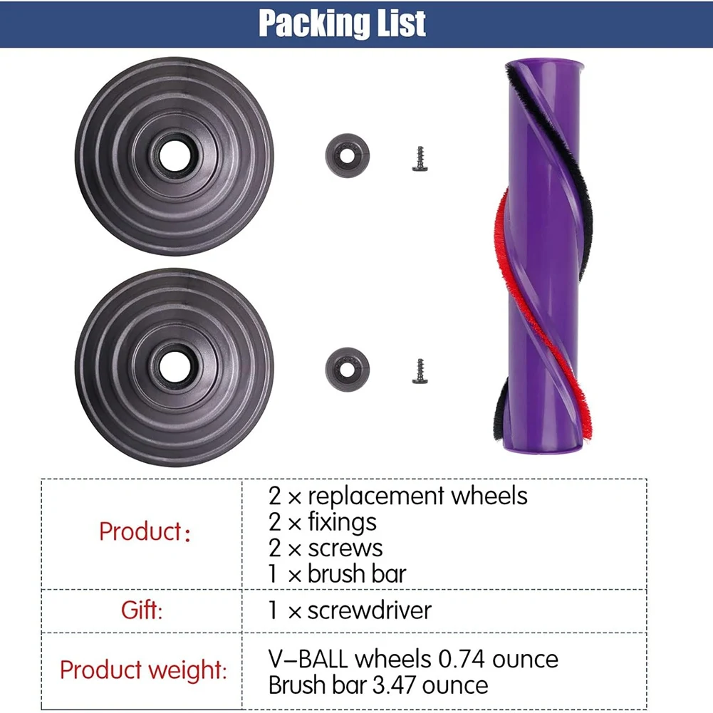 KEOL-Ball Wheel & Roller Brush Kit للمكنسة الكهربائية Dyson V8 V10، بديل لمكنسة Dyson No.967485-01
