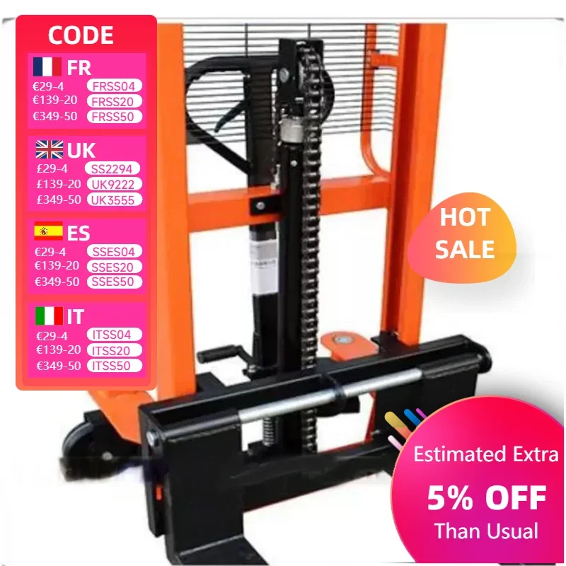 1T/1.5T Manual Hydraulic Stacker, Hand Push Forklift Auxiliary Cart, Multifunctional Light Platform Truck for Cargo Moving