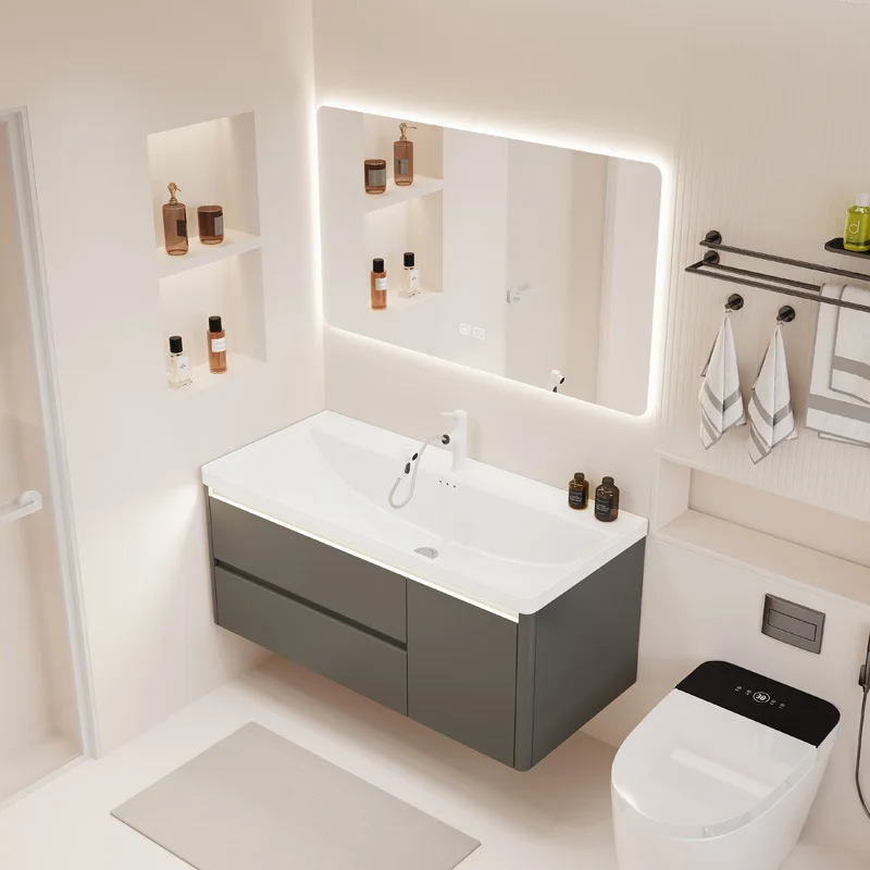 Bathroom Cabinet Ceramic Integrated Basin Toilet Drawer Ocean Washbasin Face Washbasin Combination Honeycomb Aluminum